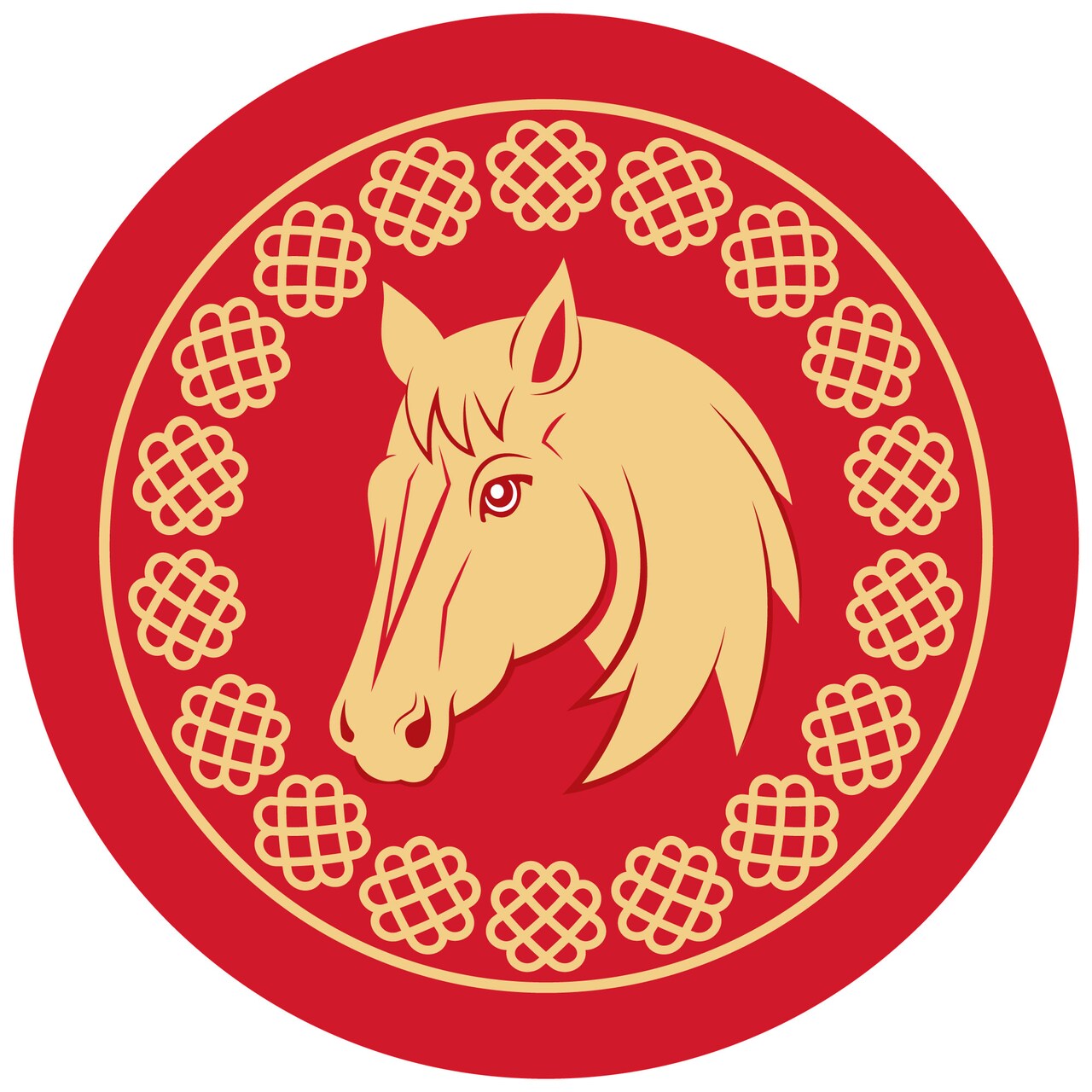 Big Dot of Happiness Lunar New Year - 2026 Year of the Horse Circle Sticker Labels - 24 Count
